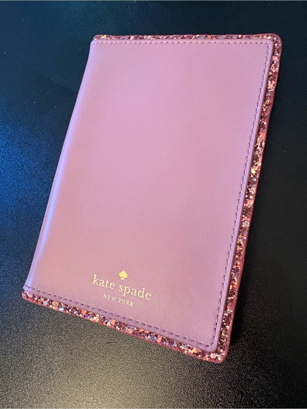 kate spade Pink Passport/Card Holder with Glitter Trim